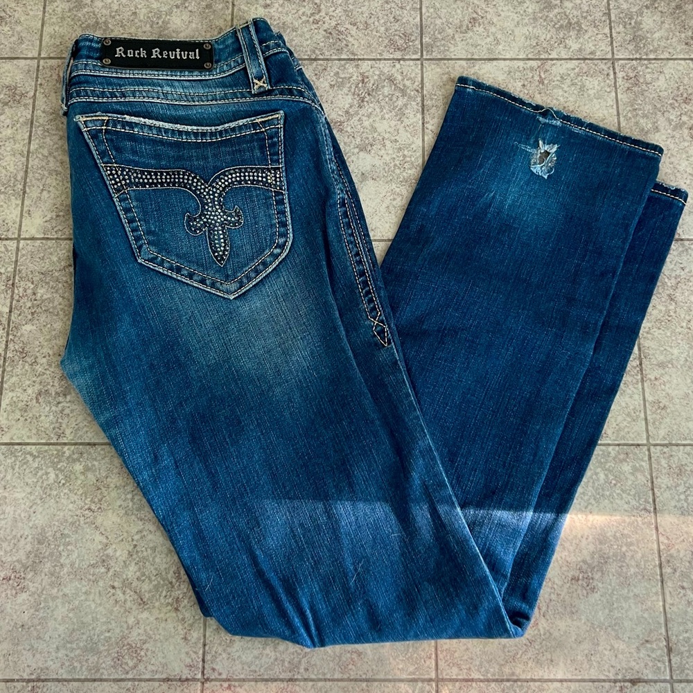 Womens 31x31 Rock Revival Pat straight leg back detail
